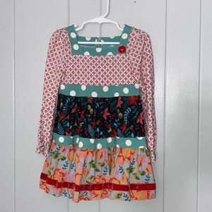 Matilda Jane Girl’s Long Sleeve Layered Floral Polka Dot Twirl Dress Size 4